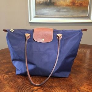 Longchamp Le Pilage Navy Shoulder Tote Bag